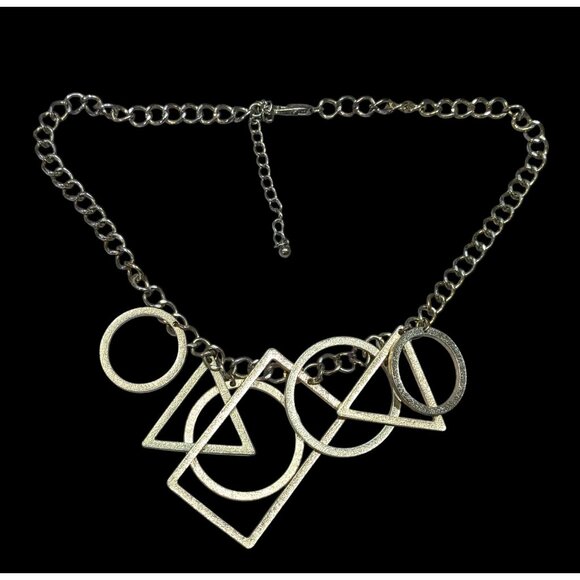 Funky Open Geometric Shape Charm Necklace - Picture 1 of 6
